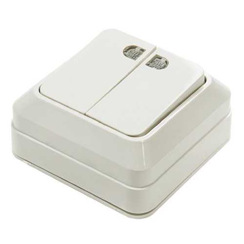 Выключатель накладной с подсветкой ASD Bolleto 2-кл. белый картинка